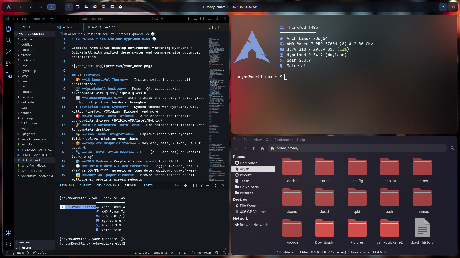 YAHR Quickshell Material theme